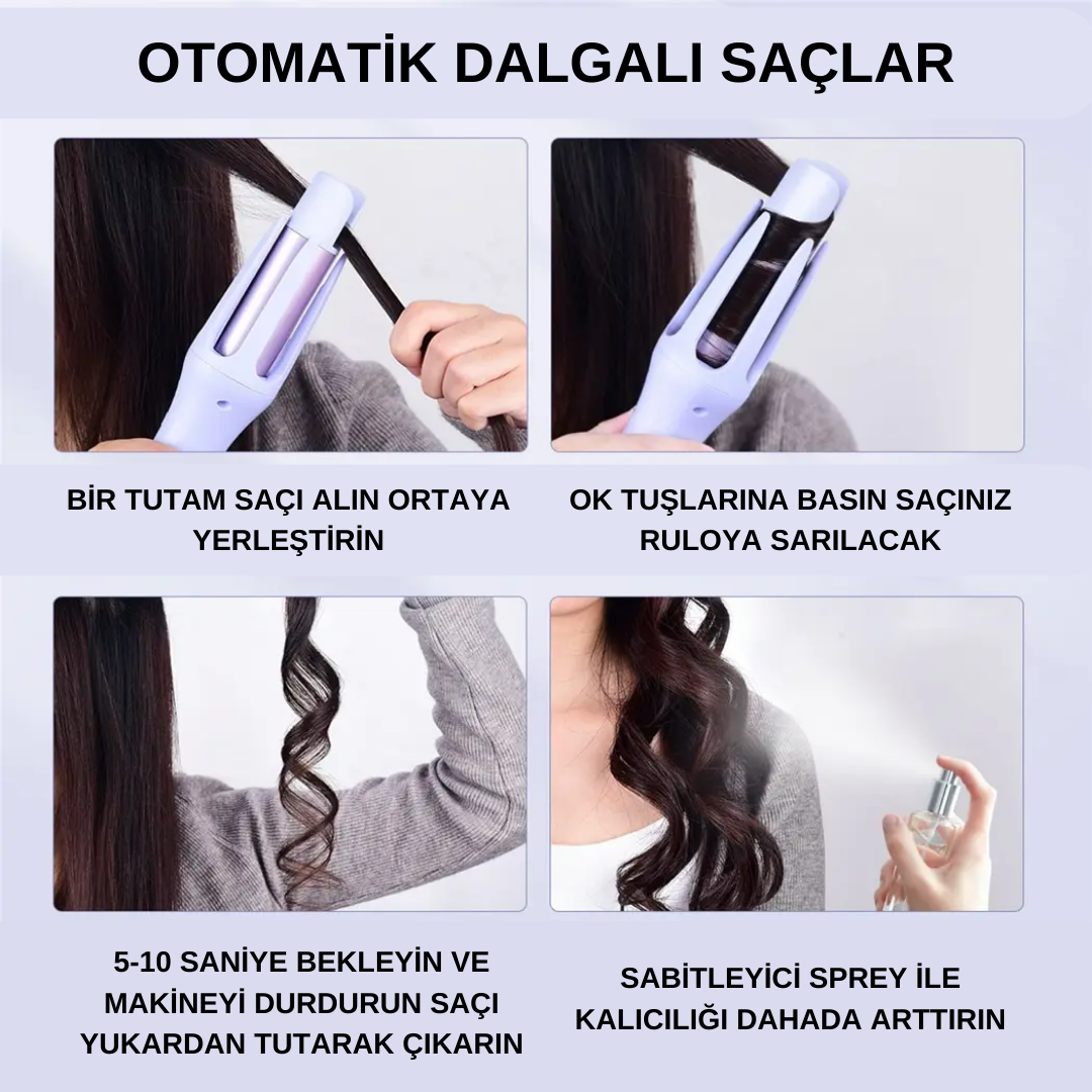 PinkTrimmer Otomatik Saç Şekillendirici, Dalgalı ve Kıvırcık Saçlar Yapın, Orjinal Sertifikalı Ürün